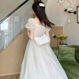 Drespot-Elegant Princess Dress Women Vintage Lace-up Party Long Fairy Dresses for Women 2022 Spring Victorian Wedding Midi Dress Korean