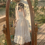 Drespot-French Vintage Midi Dress Women Lace Elegant Princess Party Fairy Dress Female 2024 Spring Casual Korean Wedding Victorian Dress