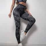 Drespot Fitness Leggings Women Seamless Tie Dye High Waist Push Up Legging Printed Elastic Workout Leggins Skinny Female
