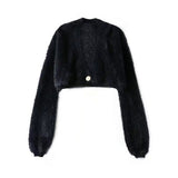 classy winter outfits Women's Faux Mink Wool Knitted Cardigan Autumn and Winter New Fashion One Button Soft Glutinous Loose Furry Coat Short