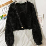 classy winter outfits Women's Faux Mink Wool Knitted Cardigan Autumn and Winter New Fashion One Button Soft Glutinous Loose Furry Coat Short