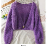 classy winter outfits Women's Faux Mink Wool Knitted Cardigan Autumn and Winter New Fashion One Button Soft Glutinous Loose Furry Coat Short