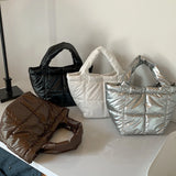 Drespot-Designer Puffy Shoulder Tote Bag for Women 2023 Quilted Space Cotton Padded Large Capacity Handbag Winter Shopper Top Handle Bag
