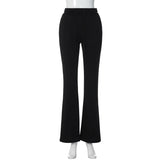 Drespot- Solid Elastic Drawstring Long Bell-Bottomed Flares Pants 2023 Y2K Wholesale Casual Streetwear Daily Women Clothing