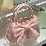 Drespot-Fashion Women's Clutch Purse Handbags Summer Pink Bowknot Female Underarm Bags Sweet Girl's Small Square Shoulder Messenger Bag