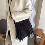 Drespot-New Style Casual Tassel Crossbody Bags For Women, Large Capacity Shoulder Bag Designer Handbags For Ladies Daily Used