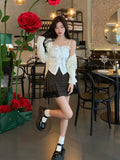 Drespot- Summer Pure Color Lace Camis Blouse Women Casual Party Elegant Sexy Crop Tops Slim Korean Style Fashion Designer Chic Vest