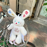 Drespot-Cute Bunny Womens Backpack Original Doll Kawaii Lolita Jk Plush Student Bag Fluffy Sweet Girls Harajuku Fashion Daily Bag