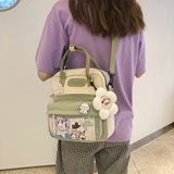 Drespot-Kawaii Korean Style Cute Backpacks Women Waterproof Nylon Small Shoulder Bags for Teenage Girls Schoolbag Flower Travel Rucksack