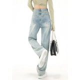 Drespot-Straight Jeans Women High Waist Streetwear Light Blue Denim Pants Ladies Wide Leg Loose Jeans For Women 2024