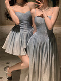 Drespot Party Dresses for Women Sleeveless Sexy Club Night Fashion Dress Midi Slash Neck A Llne Gradient 2023 New Spring Summer Dress