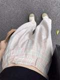 Drespot- Korean Fashion Sweet Plaid Pants Women Harajuku Girly Fairycore Checked Trousers Female Y2K Oversized Wide Leg Pantalones