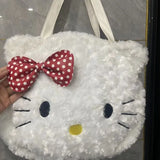 Drespot- Hello Kitty Plush Women Shoulder Bag Large Capacity Soft Cartoon Fluffy Cute Fashion Tote Bag Japanese Style Casual Handbag