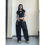 Drespot-MEXZT Y2K Joggers Sweatpants Women Streetwear Oversize Print Jogging Wide Leg Pants Hip Hop Baggy Casual Black Sports Trousers