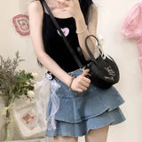 Drespot- Melody Cute Womens Shoulder Bag Love Heart Shape Embroidery Lolita Jk Handbag Leather Casual Sweet New Ladies Crossbody Bag