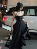 Drespot-French Vintage Black Evening Party Dress Women 2023 Summer Elegant Romantic Prom Vestidos Korean A-line Graduation Dresses