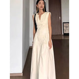 Drespot- Vintage Elegant Sleeveless Dress Maxi Dresses for Women 2024 Summer One-piece Long Evening Casual Wedding Party Dress