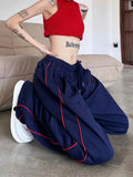 Drespot- Y2k Streetwear Jogger Sweatpants Women Korean Side Stripe Wide Leg Hippie Baggy Track Pants Harajuku Sport Trousers