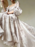 Drespot-Vintage Prom Robe Long Dresses for Women Princess A-Line Party Dress Long Sleeve Autumn Spring Printed Slim Wedding Vestidos New