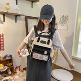 Drespot-Kawaii Korean Style Cute Backpacks Women Waterproof Nylon Small Shoulder Bags for Teenage Girls Schoolbag Flower Travel Rucksack
