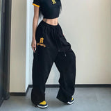 Drespot-MEXZT Y2K Joggers Sweatpants Women Streetwear Oversize Print Jogging Wide Leg Pants Hip Hop Baggy Casual Black Sports Trousers
