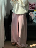 Drespot-Y2K Yellow Fleece-lined Sweatpants Women Korean Fashion Winter Pink Brushed Pants Oversized Harajuku Gray Jogger Trousers