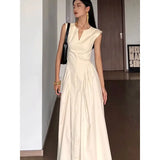 Drespot- Vintage Elegant Sleeveless Dress Maxi Dresses for Women 2024 Summer One-piece Long Evening Casual Wedding Party Dress