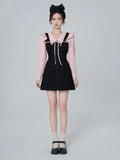 Drespot Y2k Hotsweet Kawaii Ruffle Dress Soft Mori Sweet Preppy Style School Black 2023 Autumn Mini Short Party Dresses Student