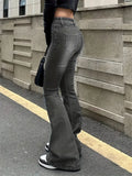 Drespot-Women Flare Stretch Moustache Jeans Fashion Skinny Bell Bottom High Waist Gray Denim Pants Lady Classic Y2K Punk Long Trousers