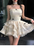 Drespot Korean Y2k Black Mini Dress for Women 2024 New Summer Casual Tulle Bralette Sleeveless Lolita Birthday Cake Puff Female Clothes