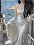 Drespot-Summer New Fashion Women Elegant Midi Tank Dress Chic Bodycon Evening Party Prom Clothing 2024