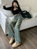 Drespot- Y2k Baggy Wide Leg Jeans Women Vintage Streetwear Washed Denim Pants Grunge Basic Slouchy Blue Trousers Femme Spring