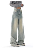 Drespot-American Vintage Y2K Wide Leg High Waist Straight Jeans Pants Women's Casual Baggy Grunge Streetwear Style Denim Trouser