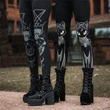 Helloween Big Sale Drespot 2 HOT Gothic Leggings For Women Ouija Workout Pants Dark Grunge Black Cat Skull Leggins Devil Satan Legins