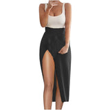 Solid Split Skirt Women A-Line Trendy Y2K Skirts Elegant Beach Casual High Waist Party Streetwear Beach Slim E-girl Mini Skirt