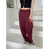 Drespot  Red Joggers Sweatpants Women Baggy Vintage Jogging Sports Pants 90S Baggy Korean Fashion Oversize Wide Leg Trousers