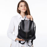 Fashion Leather Backpack Female  Soft Cowhide Bag Mother Anti-theft Backpack Designer Backpack BLACK BACKPACK Genuine Bag