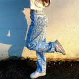 Drespot Marble Print Pants 90S High Waist Wide Leg Pants Y2K Grunge Aesthetic Fashion Women Streetwear