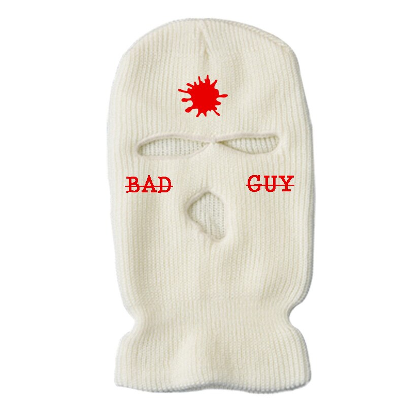 Knit Balaclava Bad Guy Embroidery Ski Mask 3 Hole Full Face Beanie Winter Hat Cap Tactical Mask Trapper Outdoor For Party