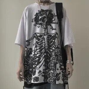 Drespot Mall Goth Tops Gothic Harajuku Skull T-shirt  Korean Fashion Oversized Short Sleeve Tees Shirt Grunge Alt Kpop Clothes
