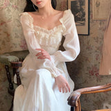 Drespot Elegant Fairy Midi Dress Women Casual Long Sleeve Sweet Chic Woman Dress Evening Party Spring Dress Korean Fahion Autumn Vestido