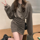 Drespot Sexy Bodycon Dress Women Casual Elegant Slim Y2k Mini Dress Party Outwear One Piece Dress Korea Fashion  Winter Long Sleeve