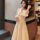 Dresses Women Bows Aesthetic Elegant Simple Solid 3 Colors Casual Summer All-match Female Peter Pan Collar French Style Fashion