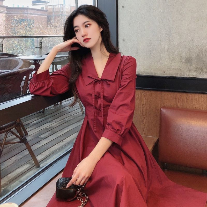 Dresses Women Bows Aesthetic Elegant Simple Solid 3 Colors Casual Summer All-match Female Peter Pan Collar French Style Fashion
