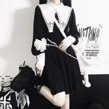 Drespot Vintage Black Gothic Dress Women Patchwork Lace Korean Slim Party Dress Female  Autumn High Street Fairy Y2k Victorian Dress