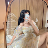Drespot Elegante Prairie Chic Harajuku Kawaii Beige Sexy V-Neck Lace Dresses Sundresses Summer Dress for Women Vestido De Mujer  New525