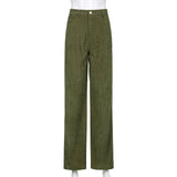 Vintage Oversized Corduroy Baggy Pants Ladies Fall High-Waist Wide Leg Straight Trousers Women 90s Elastic Casual Bottoms Mujer