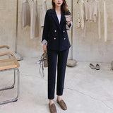 New Fashion Women Blazer Pants Two-Piece Set Office Lady Slim Pants Suits Female Fashion Blazer Suit