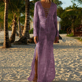 New Arrivals Sexy Beach Cover up Crochet Women Swimwear Rash Guard Kaftan Wrap Dress Robe de Plage Saida de Praia #Q194