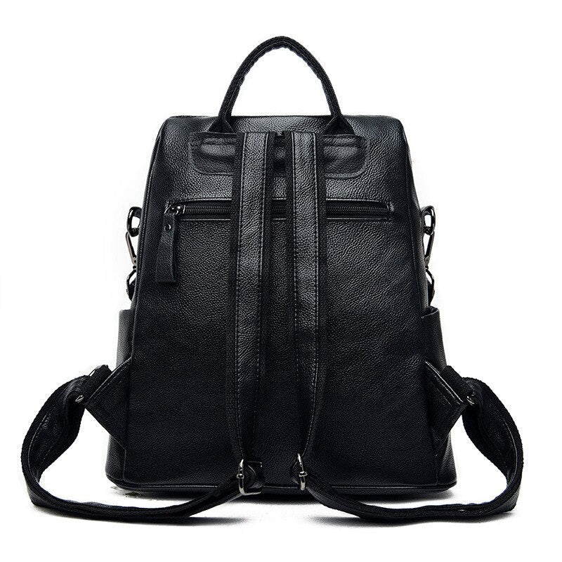 Female  New women's Small Backpack Backpack Large Capacity Joker Soft Leather Fashion Female Bag Leather Bag